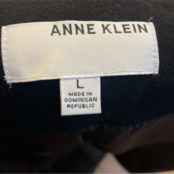 Anne Klein Black Peacoat with Gray Leopard Scarf size L NWT - Picture 4 of 5